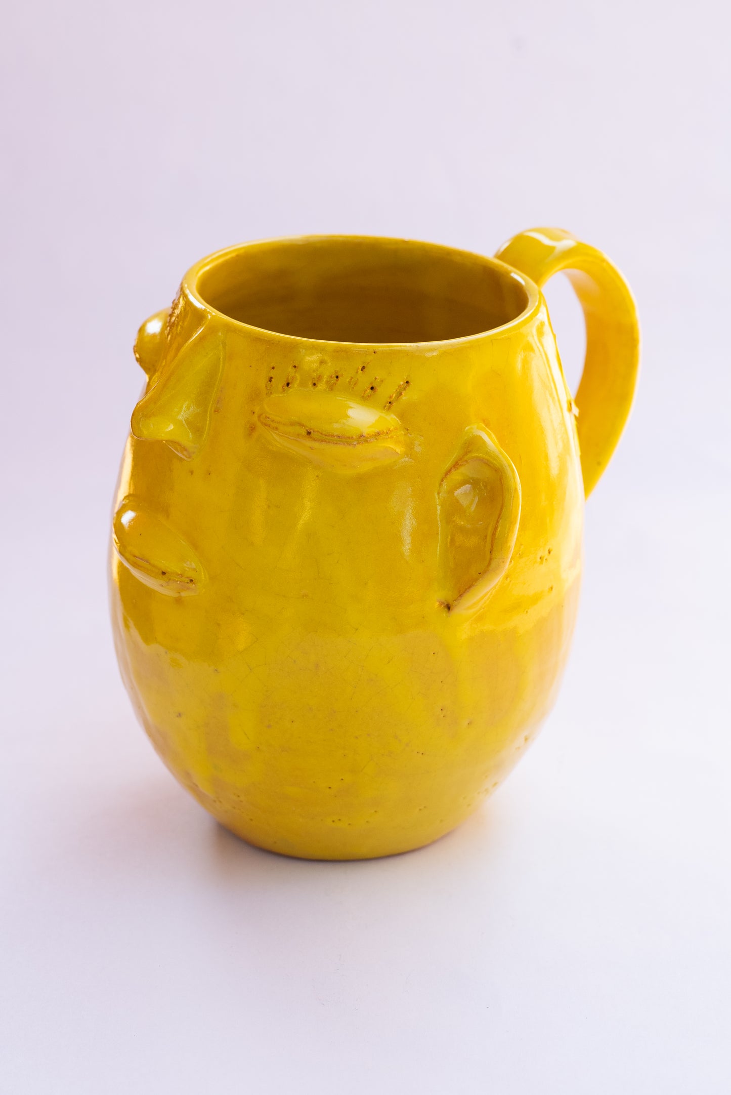 Yellow Pitcher-Planter with Face