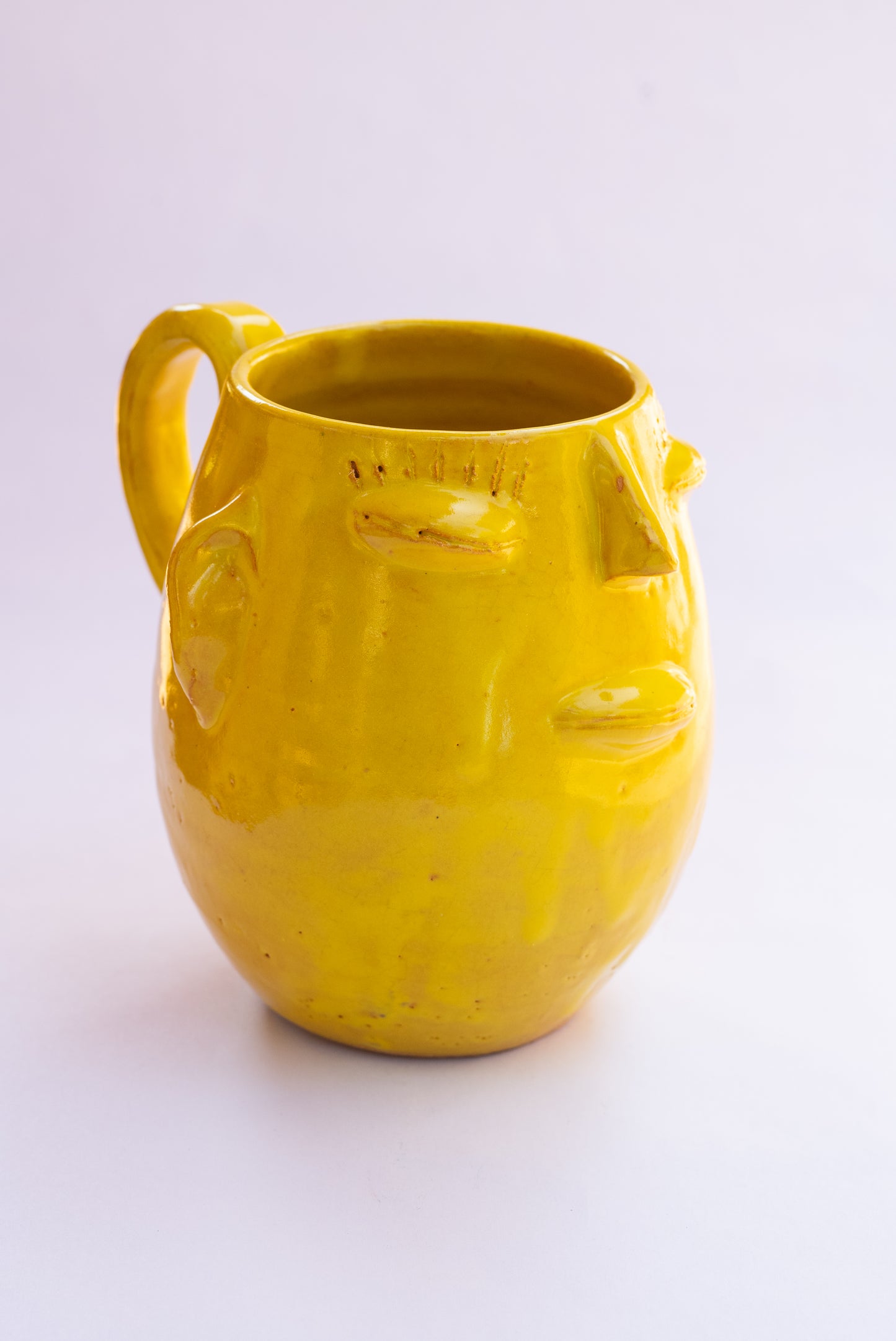 Yellow Pitcher-Planter with Face