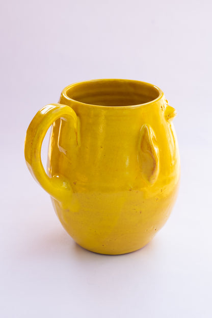 Yellow Pitcher-Planter with Face