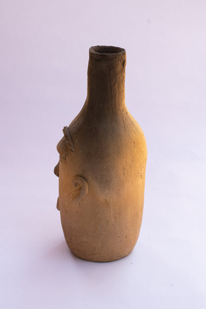 Light and Dark Clay Face Vase