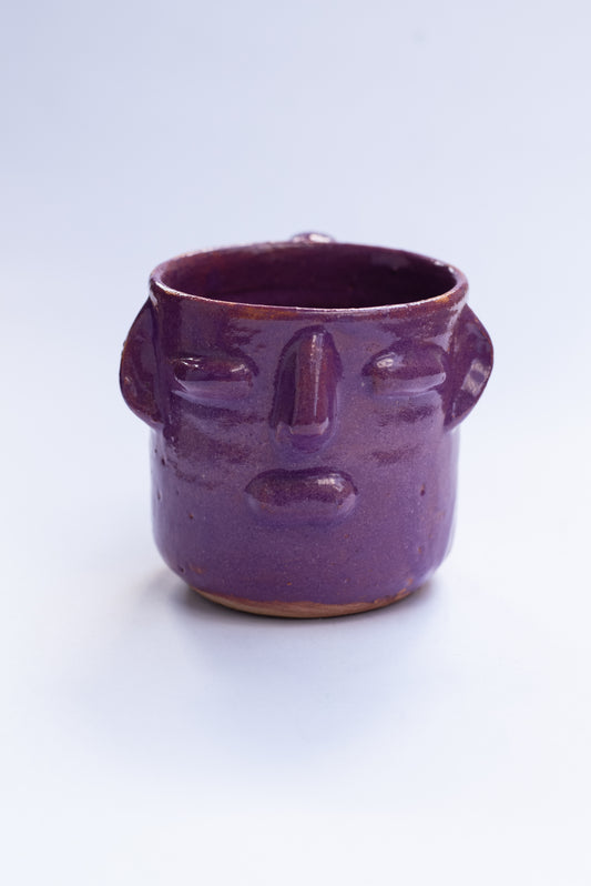 Purple Mug-Planter with Face