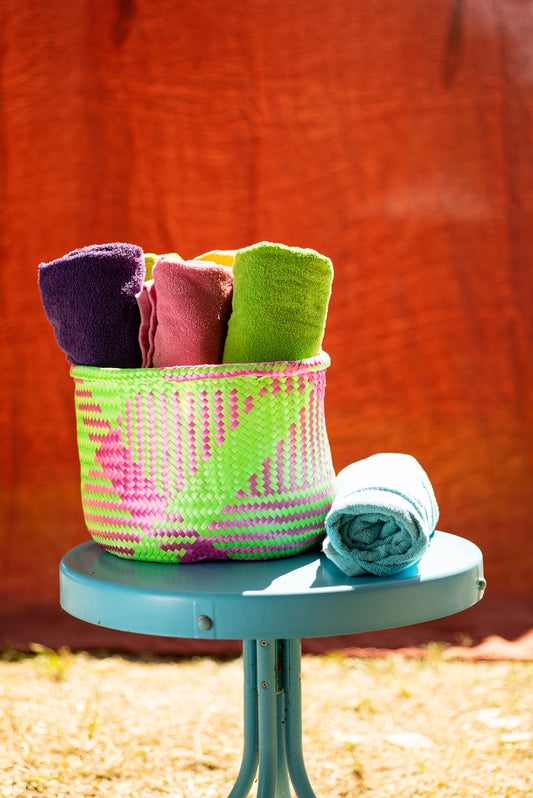 Neon Handwoven Basket-Planter